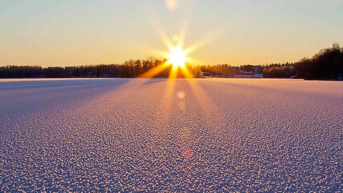 Sunset in winter landscape