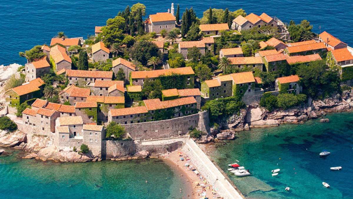 Aerial view of the Sveti Stefan resort