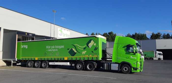 Bring lastbil som kör på biogas