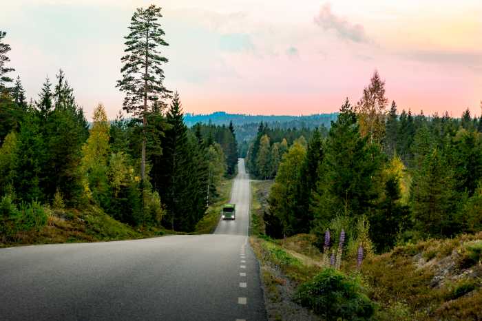 Lastbil på landsväg